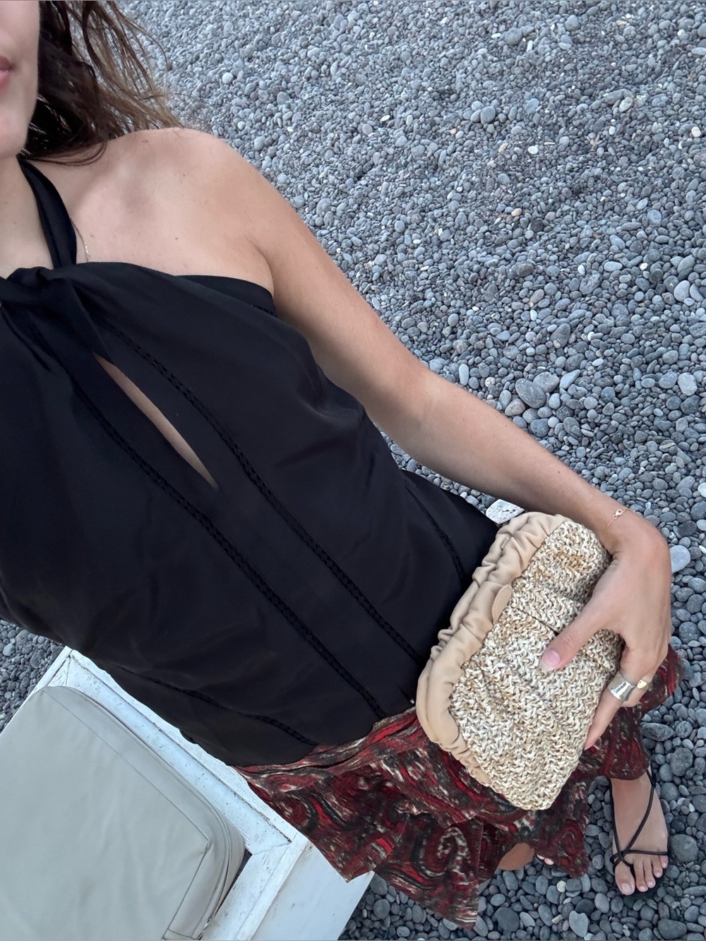 Frame Black Halter Tie-Back Top